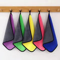 Set of multicolor microfiber car cleaning cloths for drying and detailing