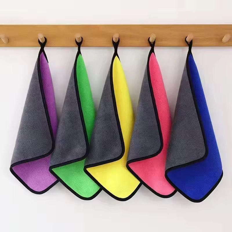 Set of multicolor microfiber car cleaning cloths for drying and detailing